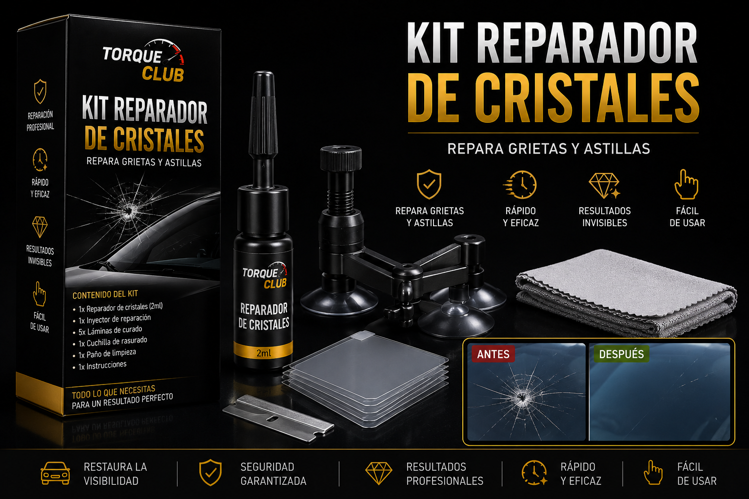 Kit Reparador de Cristales para Coche