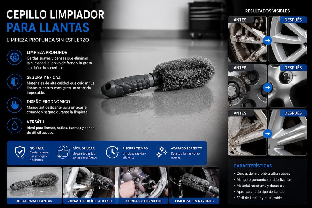 Cepillo Premium de Microfibra para Llantas y Neumáticos